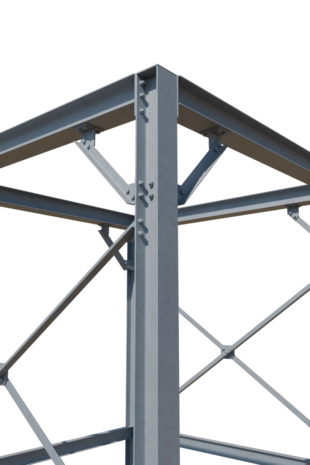 Le même nœud après métallisation : revêtement zinc-aluminium gris bleuté.