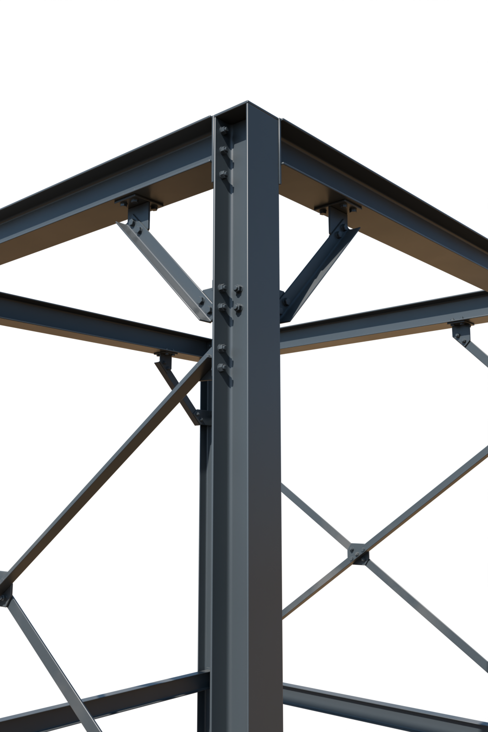 Le même nœud en finition, peint en gris anthracite RAL 7016.