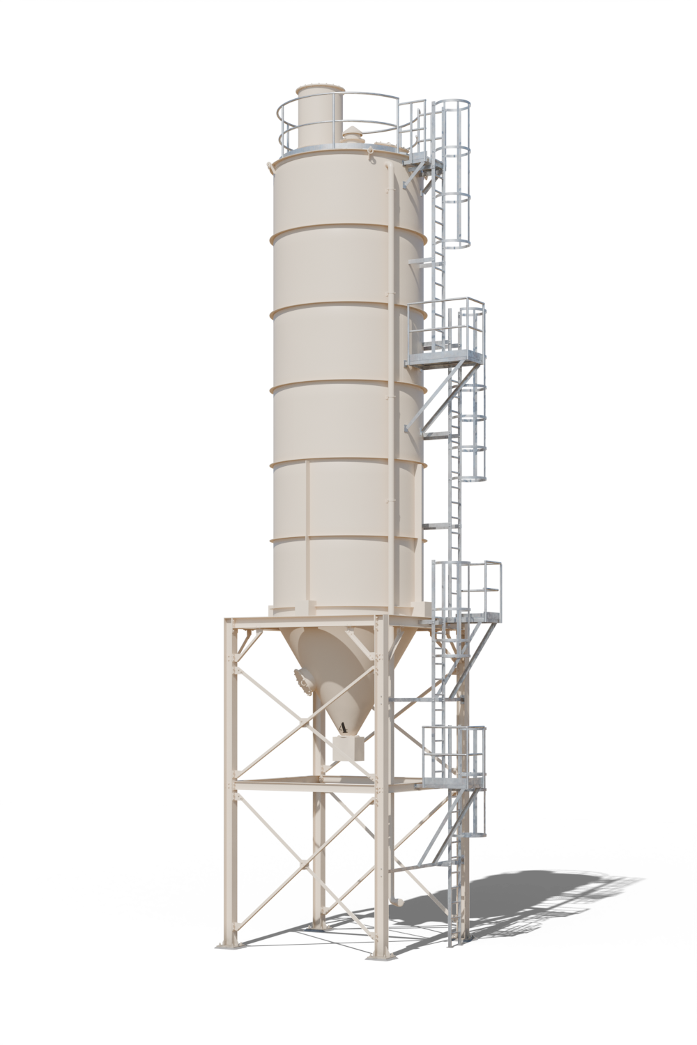 Le silo et sa charpente en ivoire clair, RAL 1015.